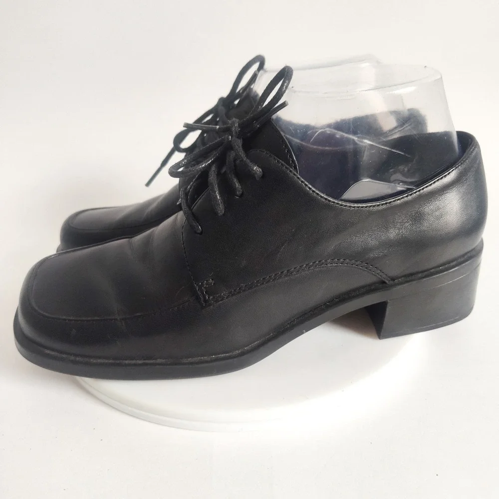 Easy Spirit‎ Oxford Shoes 6.5 Wide Leather Square Toe Block Heel Vintage Lace-up